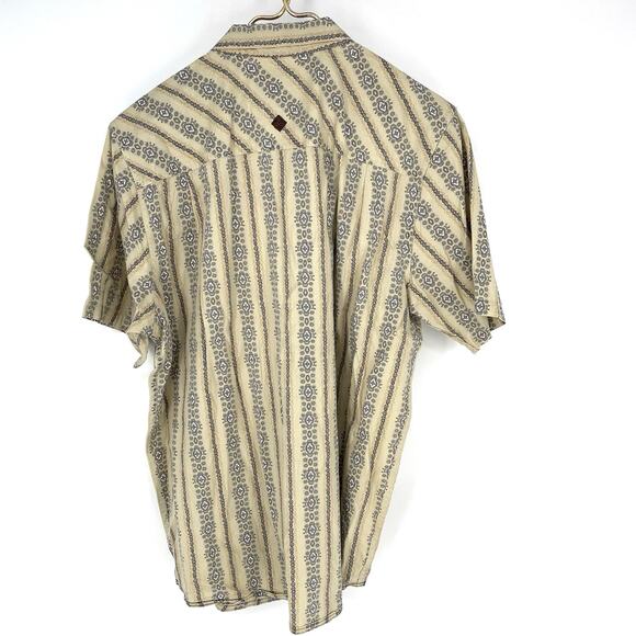 Prana Short Sleeve Button Up Shirt Green Pattern Men's Size L - Picture 2 of 7